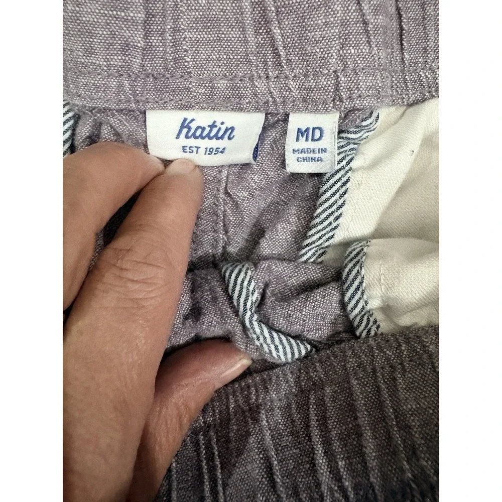 Katin Swim Trunks Shorts Purple Elastic Waist Drawstring Men MEDIUM LINEN COTTON